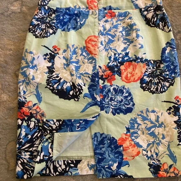 J. Crew Seafoam Green & Blue Floral Cottagecore Skirt EUC Size 10 - Picture 6 of 14